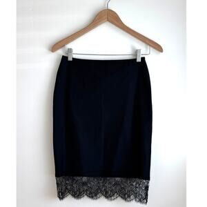 Club Monaco Black Pencil Skirt Lace Trim Size 0